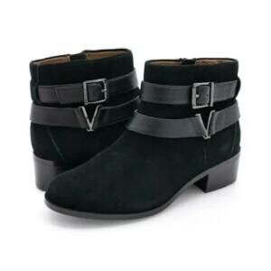 Vionic Hope Mana Ankle Boot Women 9.5 Black Suede Water-Resistant Orthotic VS394